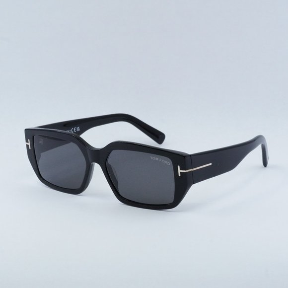 Tom Ford Silvano-02 FT0989 01A Sunglasses Black Rectangle Frame, Smoke Lenses - Picture 3 of 10